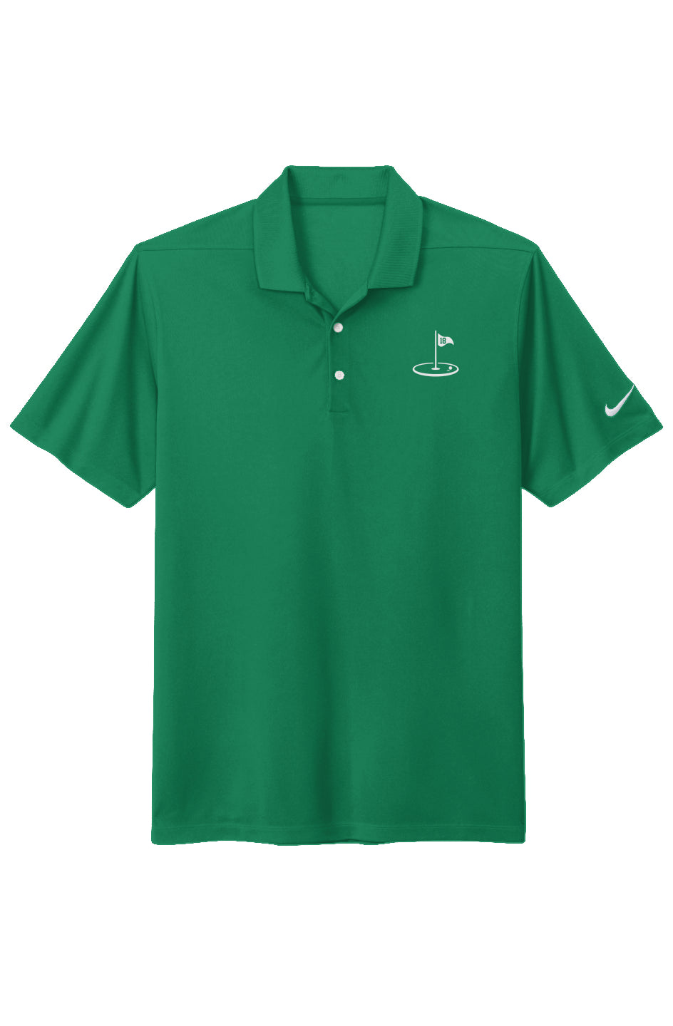 Play18 Premier Golf Polo in green, featuring Dri-FIT technology and stylish pearlized buttons