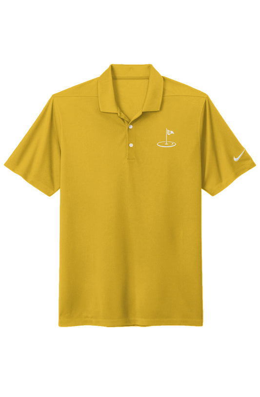 Play18 Premier Golf Polo in gold, featuring Dri-FIT technology and stylish pearlized buttons