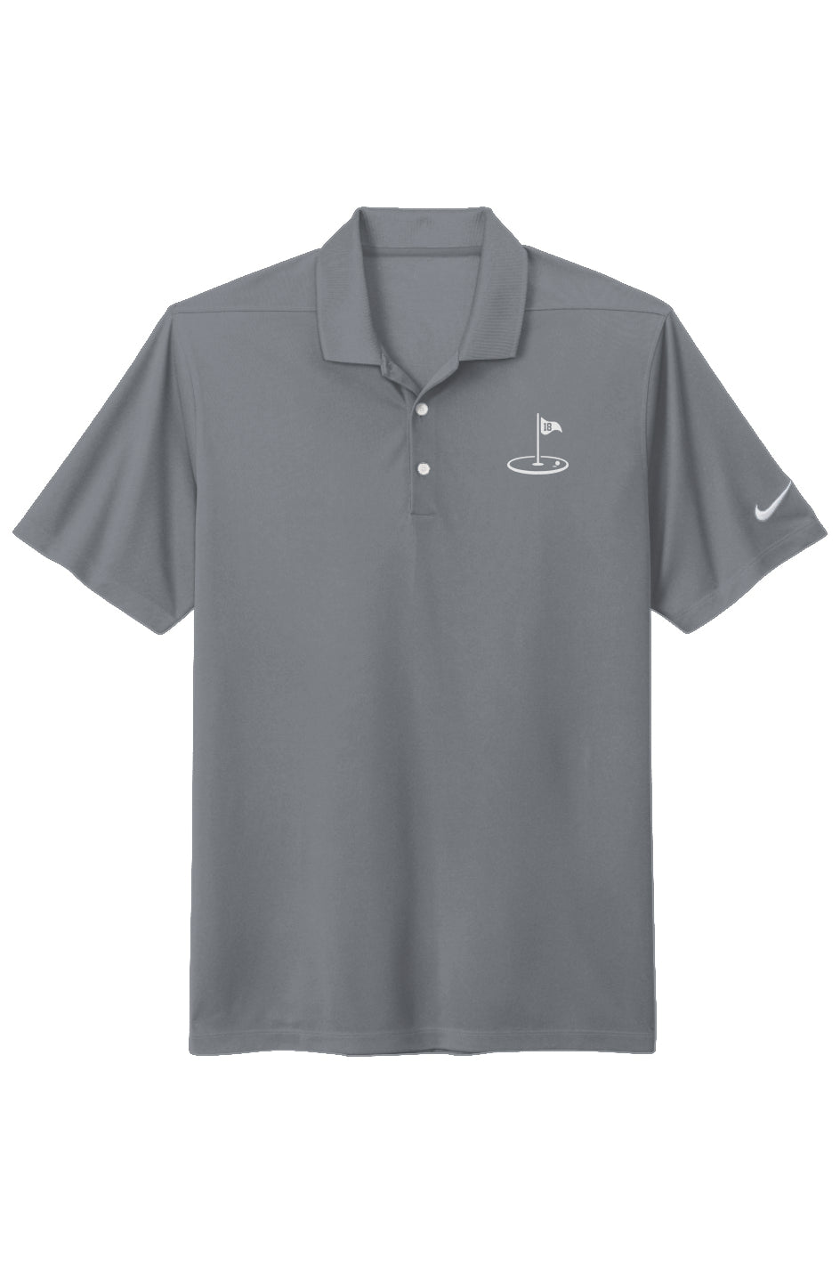 Play18 Premier Golf Polo in grey, featuring Dri-FIT technology and stylish pearlized buttons