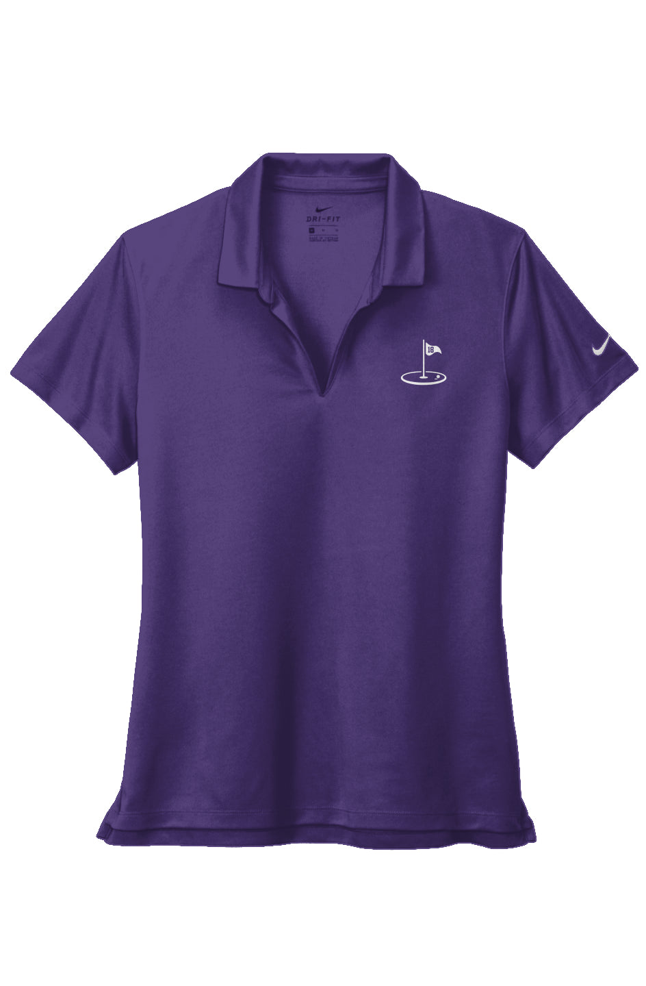 Play18 Premier Golf Polo in purple, featuring Dri-FIT technology and stylish pearlized buttons