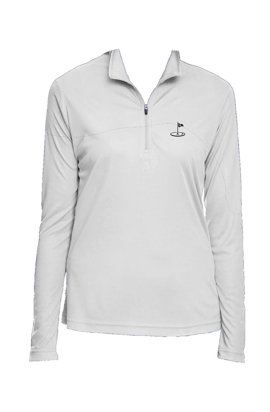 Play18 TT31 Team 365 Ladies Zone Performance Quarter-Zip, featuring an athletic fit and semi-auto lock zipper, ideal for golf and outdoor activities