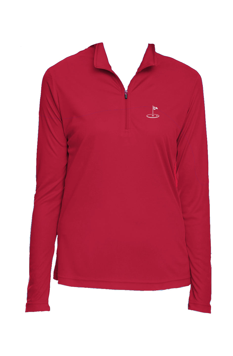 Play18 TT31 Team 365 Ladies Zone Performance Quarter-Zip, featuring an athletic fit and semi-auto lock zipper, ideal for golf and outdoor activities