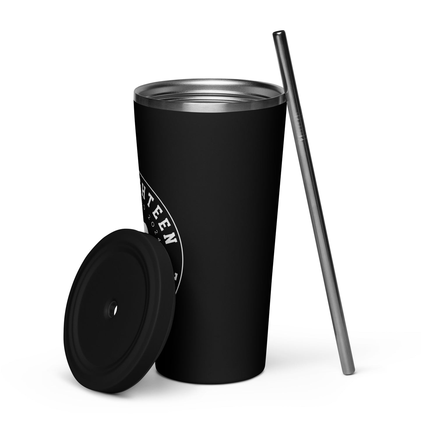 Insulated tumbler with a straw